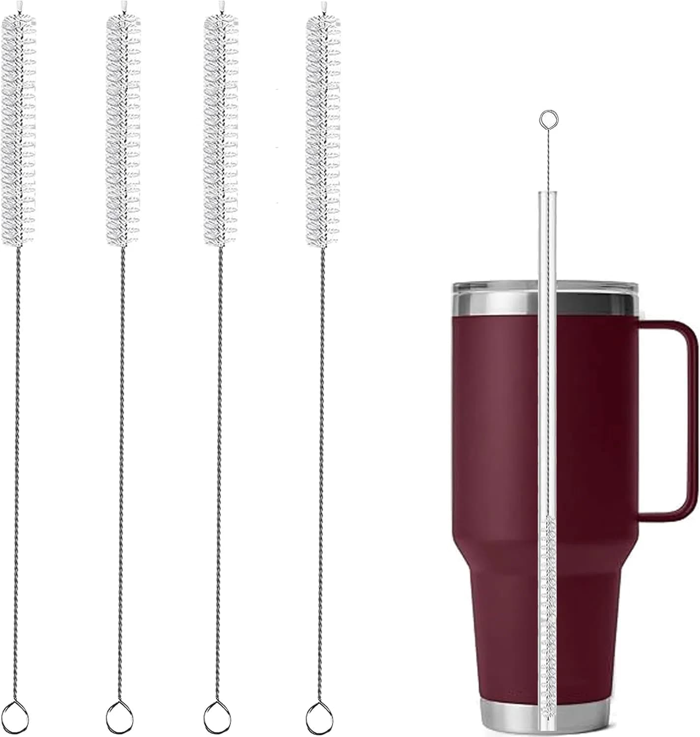 Cldyaust Straw Cleaning Brush by 304 Stainless Steel and Nylon Bristles