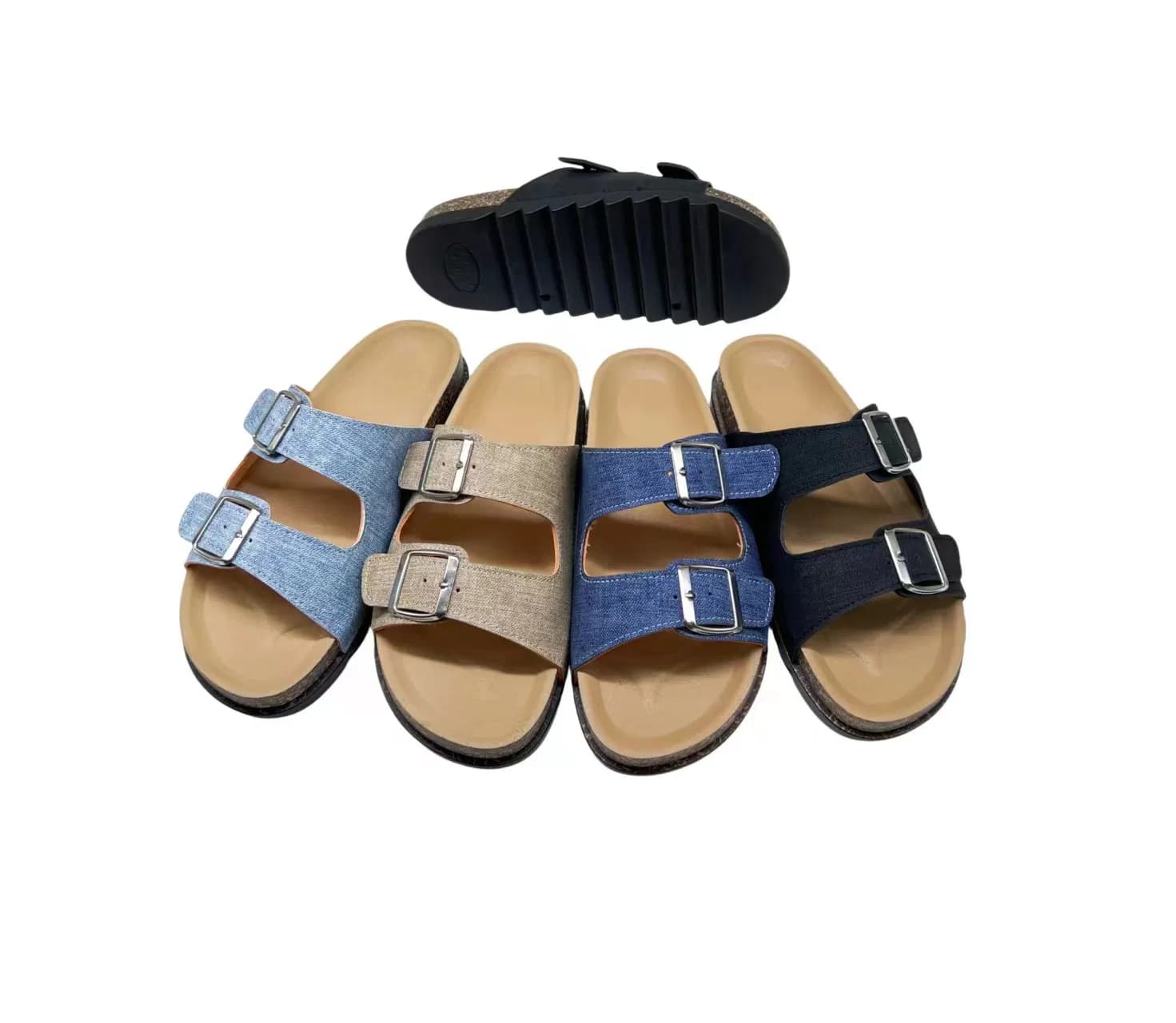 Double Strap Mules Sandals Women Indoor PVC Slippers