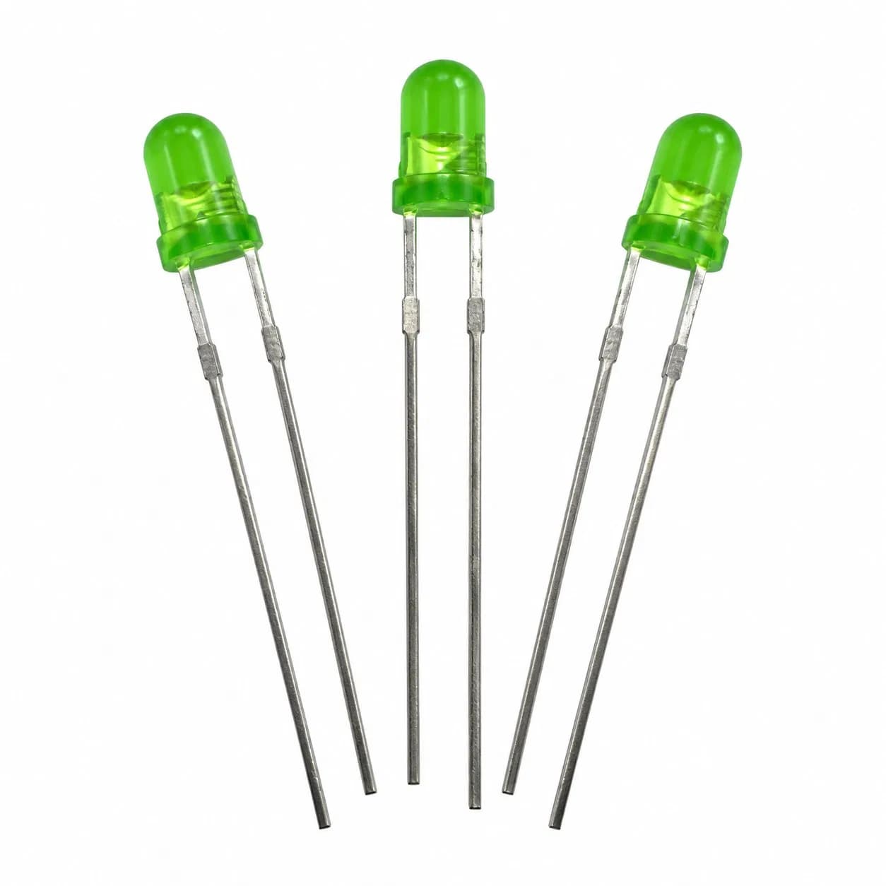 3mm Green Diffused DIP LED Diode 40° Through Hole Indicator Light