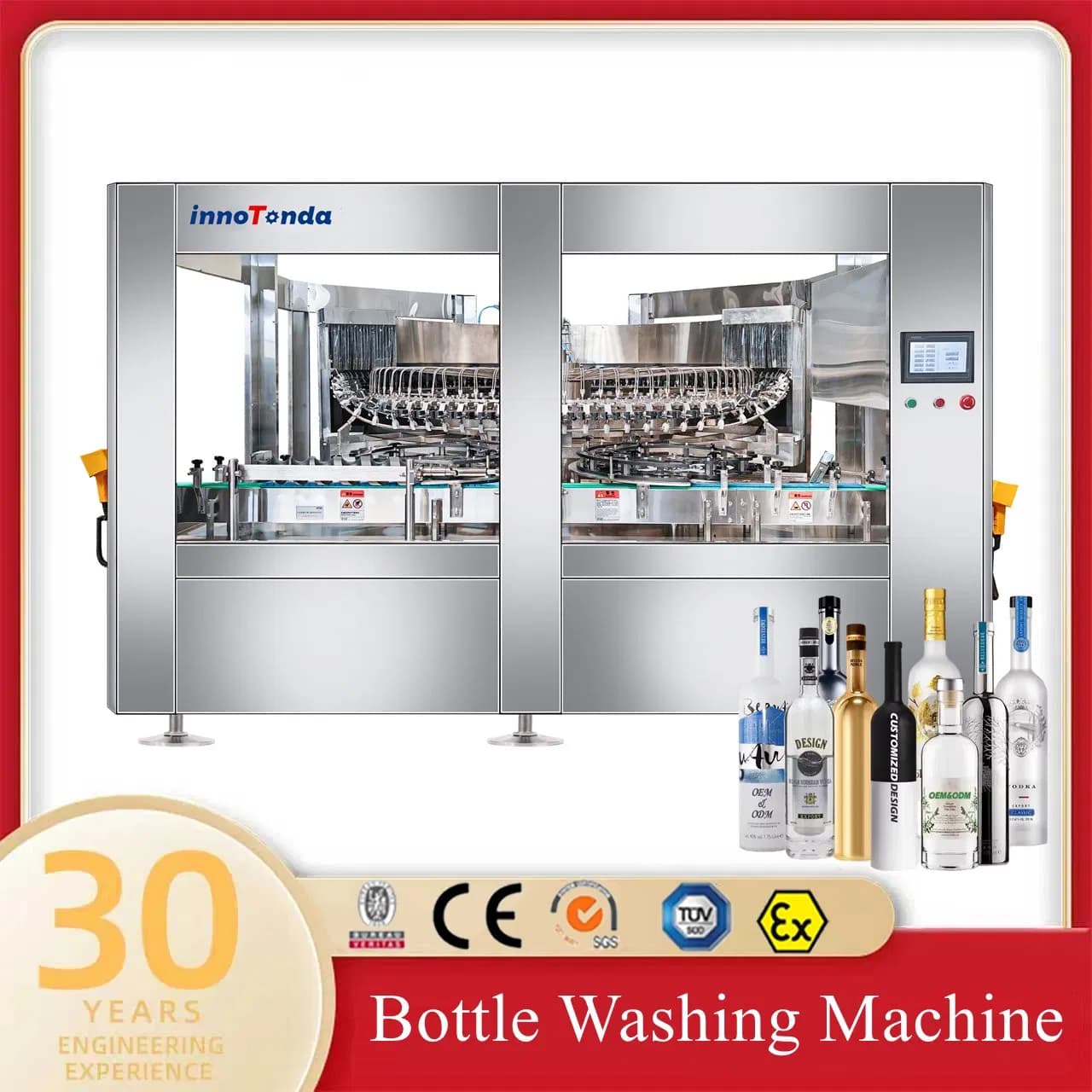 Automatic Rotary Industrial Chamber Plastic Glass Wine Pet Bottles Washing Machine