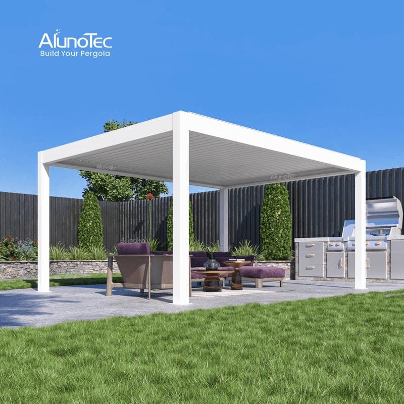 AlunoTec Customized Backyard Roof Patio Aluminium Gazebo Louvres Adjustable Louvered Pergola for Outdoor Living