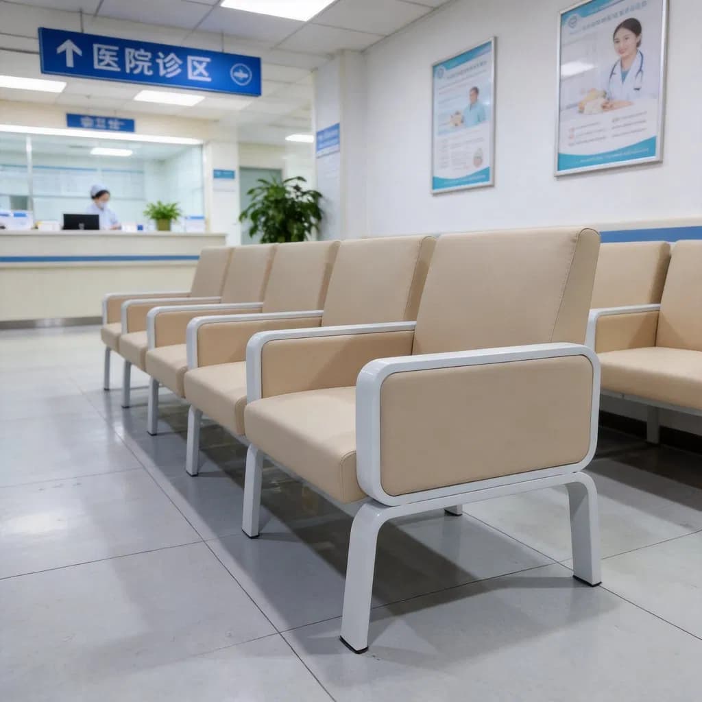 Custom 1 2 3 Seater Metal Frame Waiting Room Bench PVC or Medical Leather Hospital Waiting Area Chair