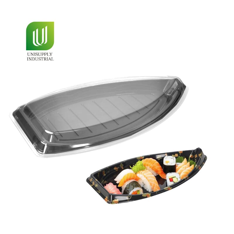 Plastic Food Container Disposable Sushi Boat Box for Appetizer Dishes Chip Restaurant or Home