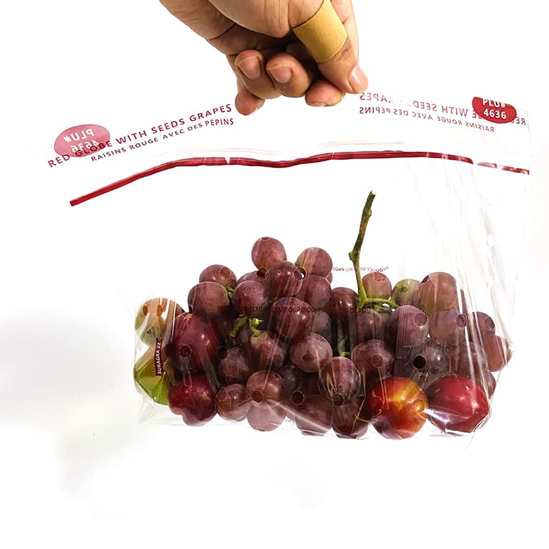 Reusable PP Pet PE Material Grape Packing Slider Zipper Bag in Block with Die Cut Handle Hole Punch