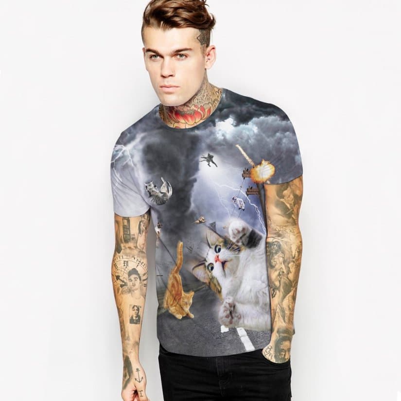 OEM Service High Quality Men Quickly Dry Polyester Fabric 3D Print Quick Dry Shorts Sleeve T-Shirt