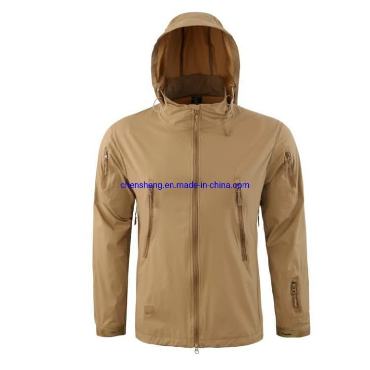 Waterproof Tactical Men Outdoor Jacket Soft Shell Hooded Outdoor Coat