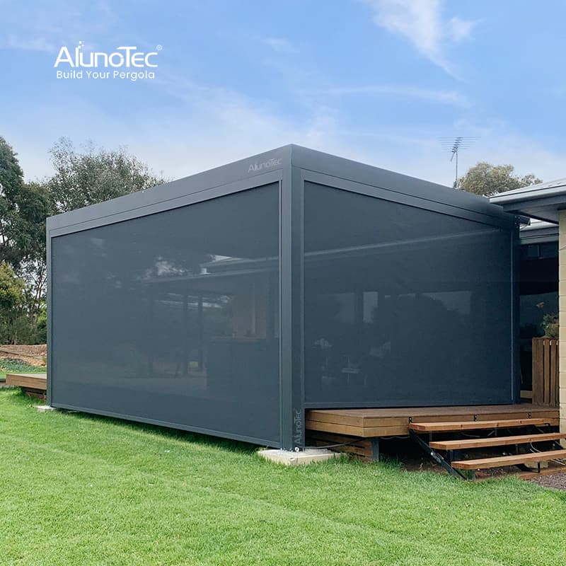 AlunoTec New Design Modern Automatic Outdoor Hardtop Gazebo Canopy Adjustable Waterproof Aluminum Pergola for Decking