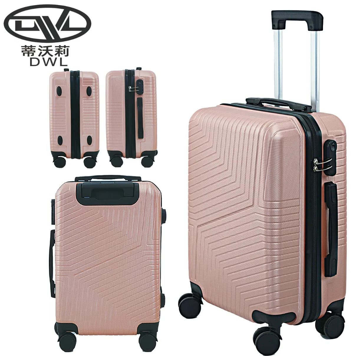 Unisex ABS 20'' Cabin Suitcase Large Capacity 3PCS Sets Travel Students Luggage with Number Lock