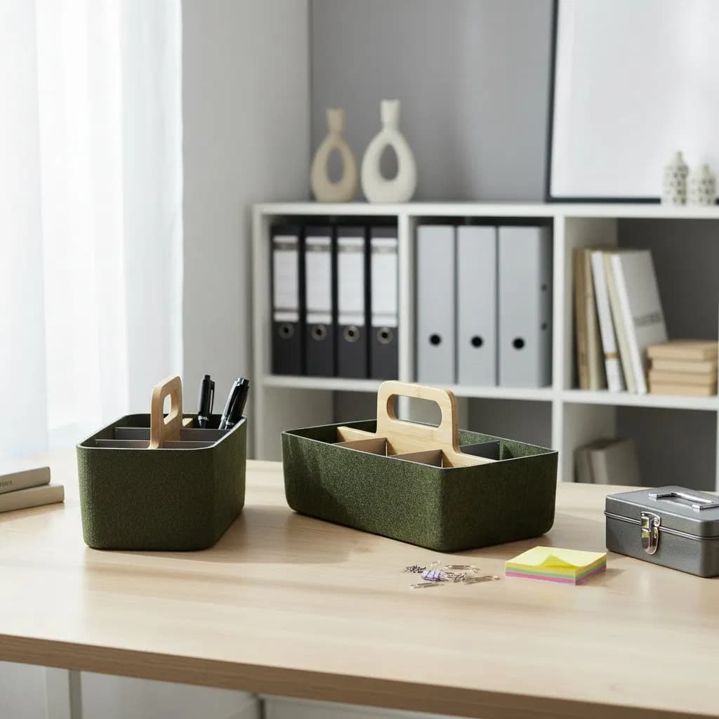 Eco-Friendly Recycled Pet Felt Storage Basket, Multipurpose Felt Organizer Bin for Modern Office Studio Warehouse