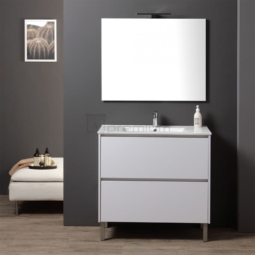 China Factory Direct Low Prices Floor Mounted Single Sink Ceramic Basin Bathroom Furniture Vanity Mirror