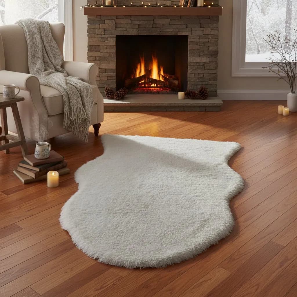 Bedroom Luxury Home Decorective Faux Lambswool Bedside & Living Room Rug Carpet