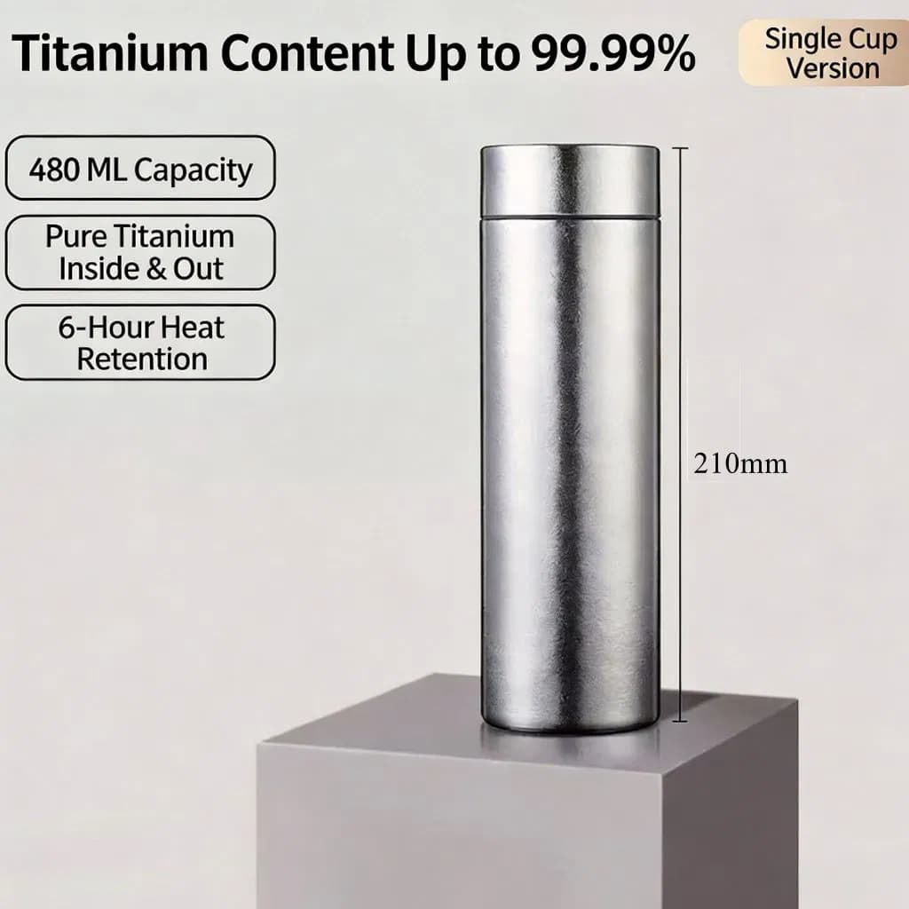 16oz 500ml Pure Titanium Bottle Drink Water Bottle Thermal Bottle