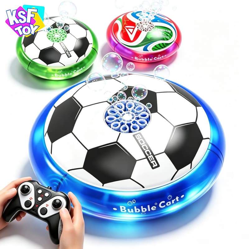 Soccer Shape Bubble Blowing RC Car ABS Plastic Remote Control Toy with LED Lights & Music 360 Rotation Bubble