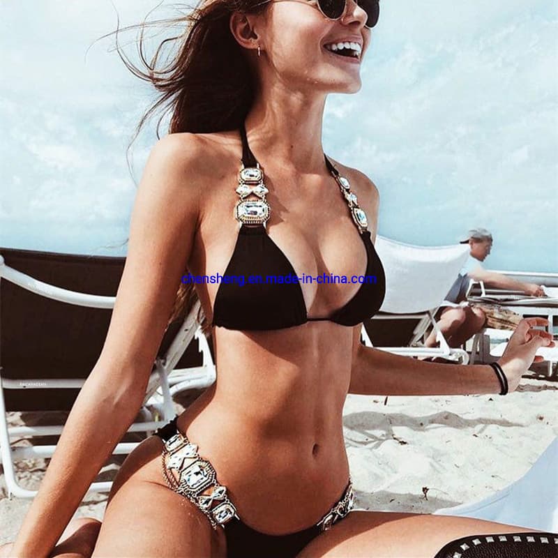 High Quality Custom Beach Cover UPS Halter Strap Two Piece Swimwear Bikini