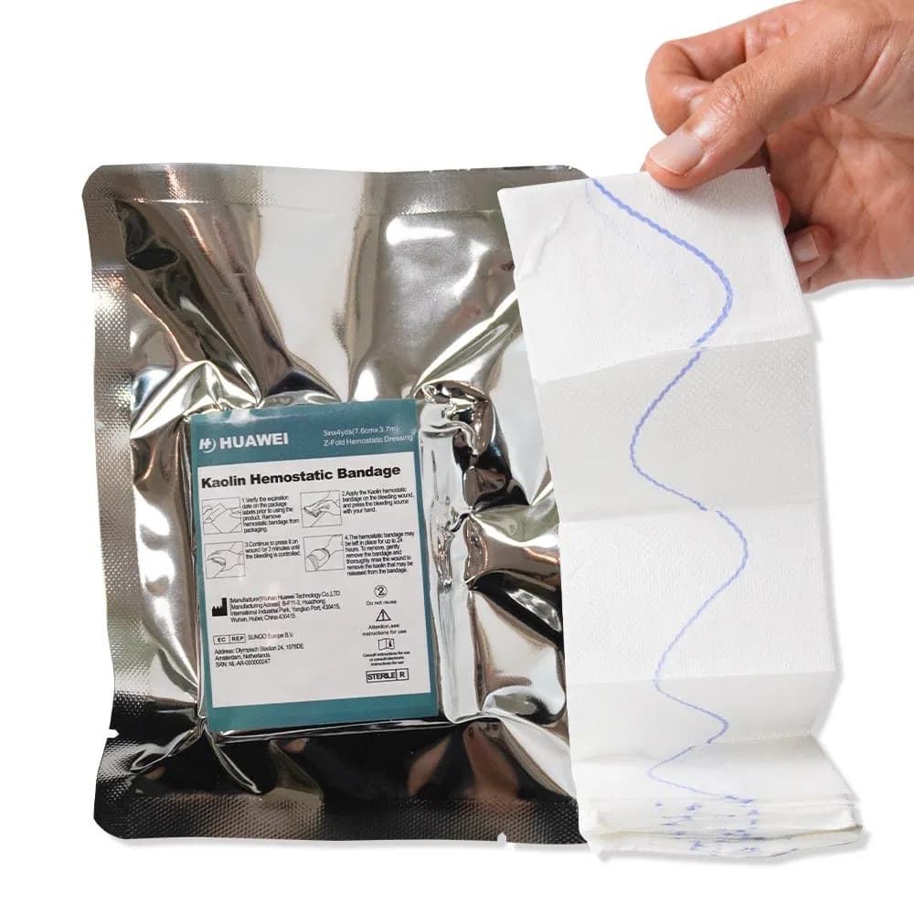 Customized FDA Approved Wholesale Emergency Z Folded Hemostatic Kaolin Gauze for Bleeding Stop