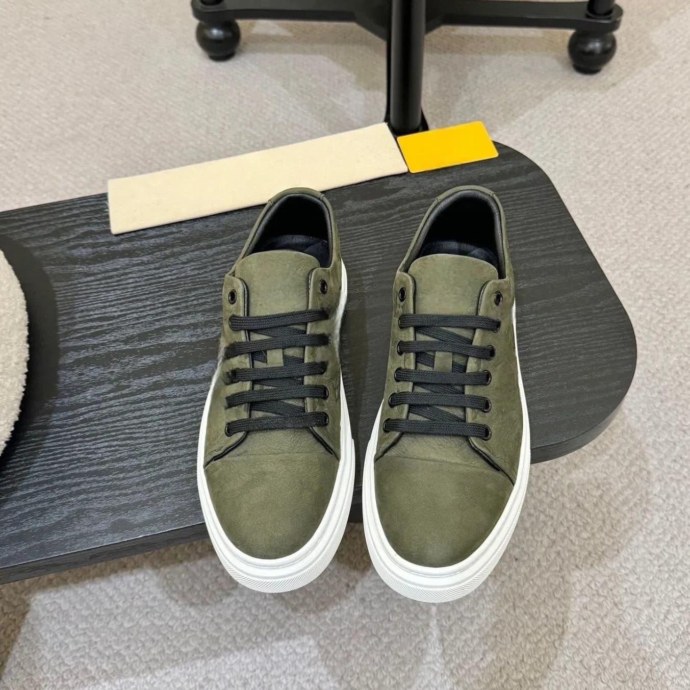 1: 1 Super Clone Replica Green Embossed Suede Casual Sneakers, Men Vintage Monogram Thick-Sole Breathable Daily Trainers Sports Shoe