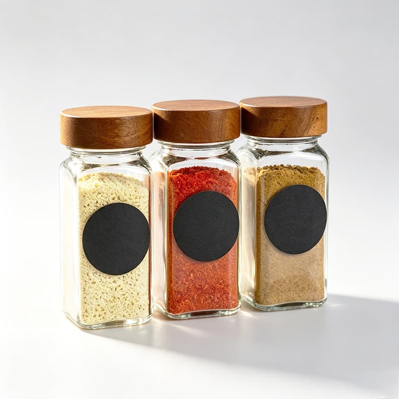120ml Square Spice Bottles Condiment 4oz Glass Spice Jars Bottles with Lids