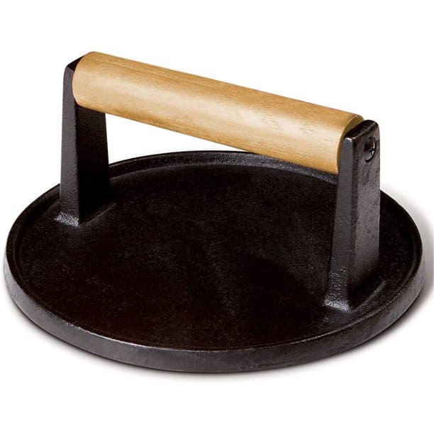 Custom Wood Handle Hamburger Patty Maker Metal Meat Press Stuffed Steak Burger Press Bacon Presser BBQ Cast Iron Grill Press