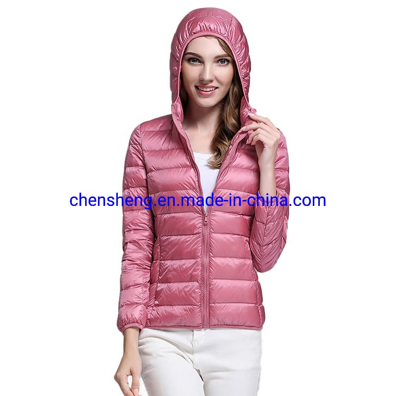 Stock Wholesale Fashion Slim Hoodie Bomber Jackets Winter Wear Women Down Jackets
