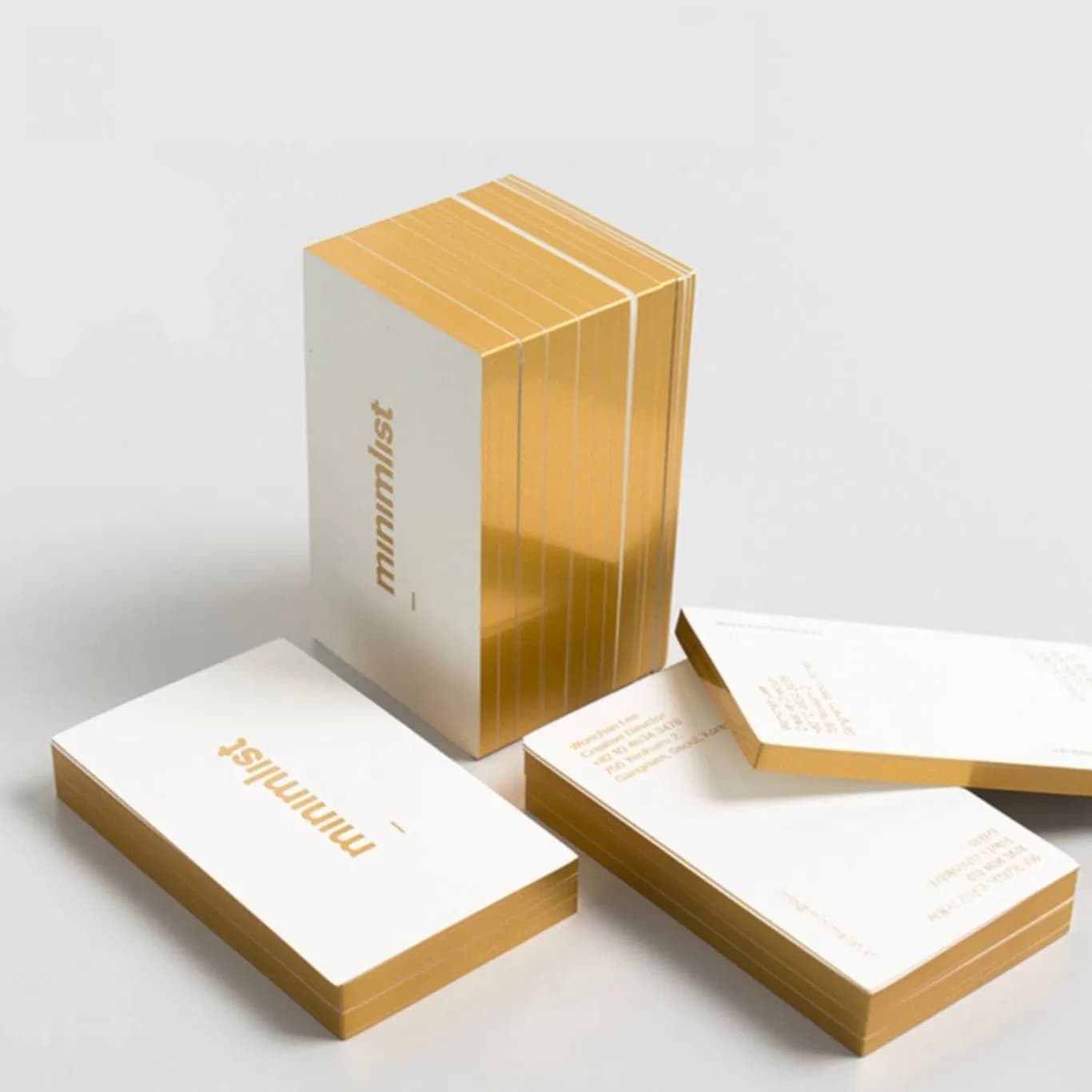 Custom Minimalist White Art Golden Edge Painted Paper Card for Business Insert