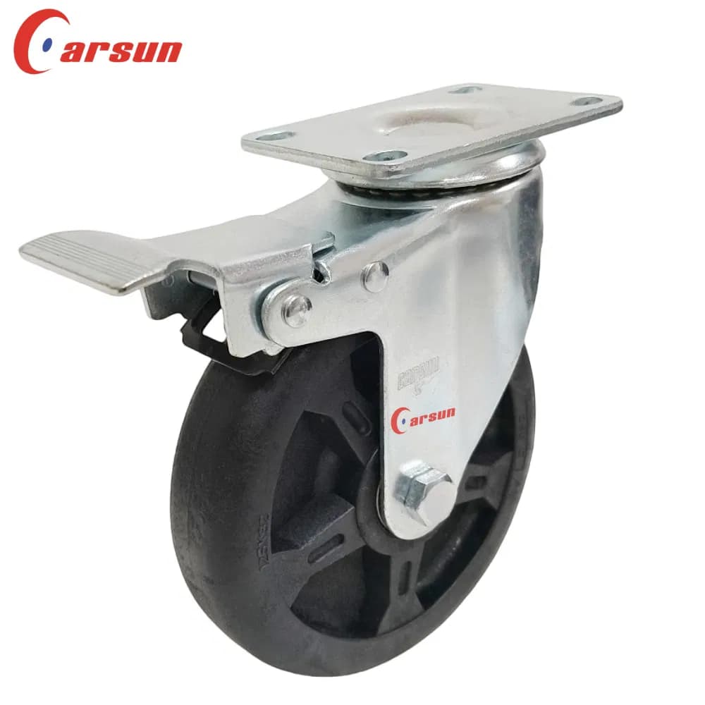 Medium Duty Swivel Industrial Caster Wheels 5-Inch High-Temperature Resistant with Total Lock Brakes Ball Bearing Durable