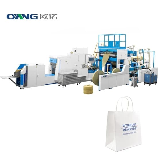 Customized Paper Bag Brown Shopping Packaging Flat Handle Automatic Square Bottom Paper Bag Making Machine