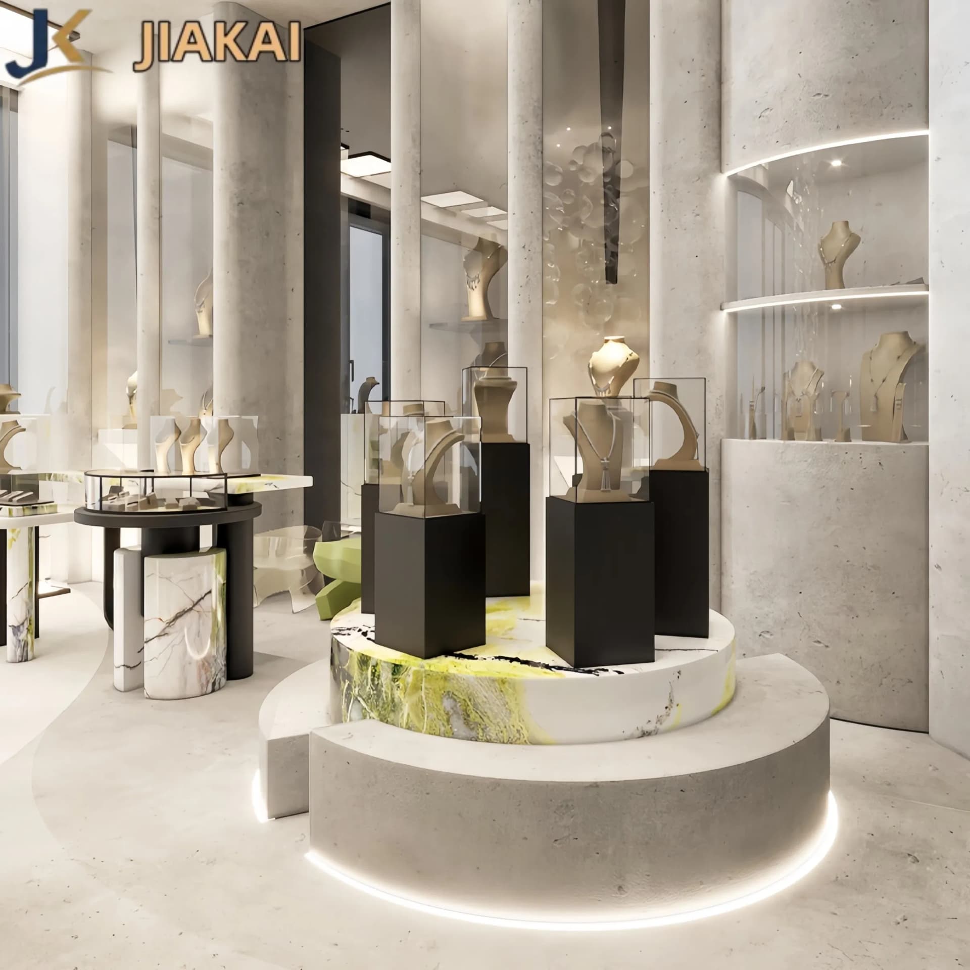 Latest Design Jewelry Shop LED Glass Display Cabinet Lockable Jewelry Showcase
