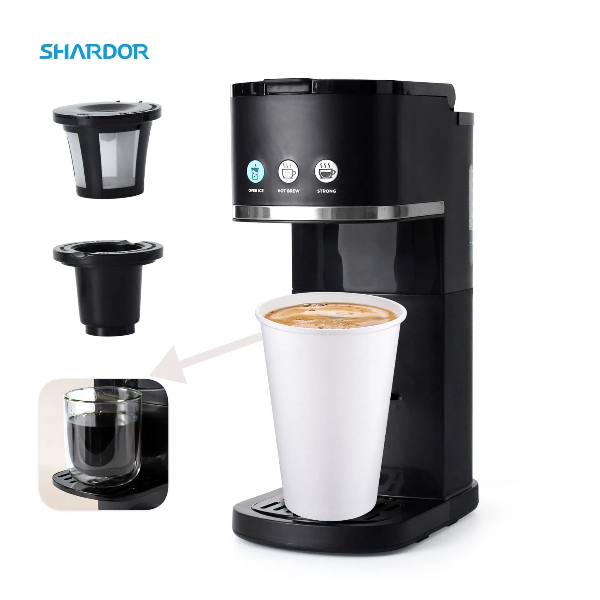 Upgraded Hot and Iced Coffee Maker for K Cups and Ground Coffee 4-5 Cups Coffee Maker