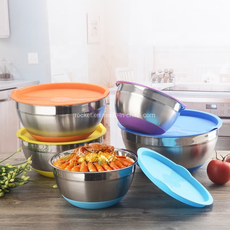 Storage Accessories Stainless Steel Non-Slip Egg Mixer Cake Baking Kitchen Food Salad Bowl