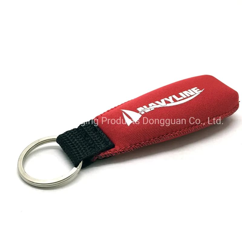 Neoprene Printed Logo Coloring Floating Keychain Holder with Metal Ring