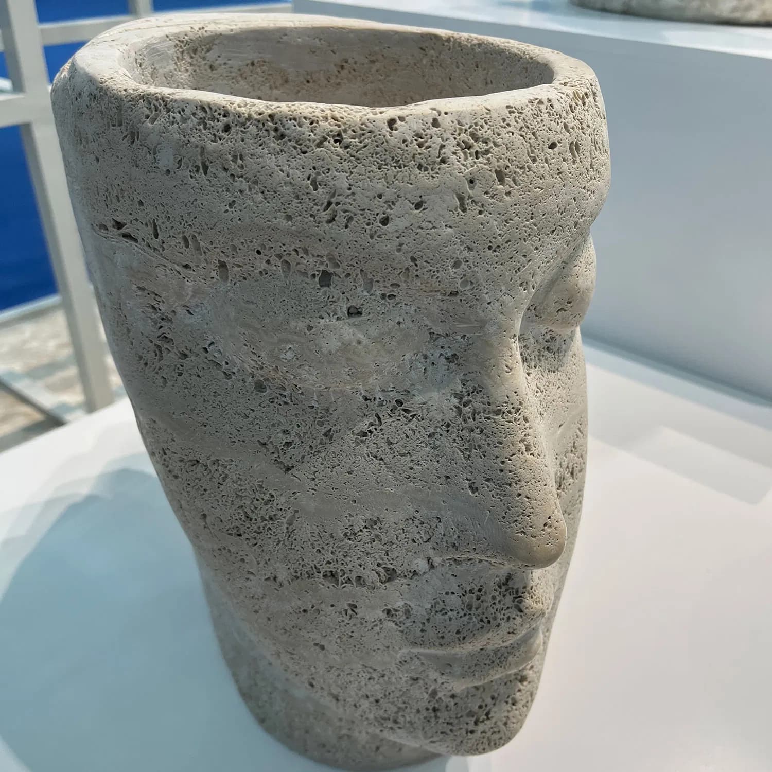 Custom Design Garden Planter Handmade Travertine Flower Vase Marble Pot
