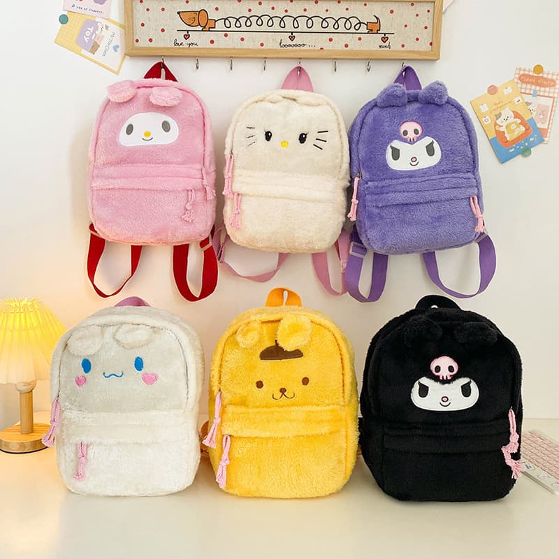 Cartoon Kuromi Plush Backpack Women's Doll Bag Melody Children's Bag