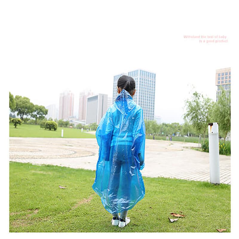 Children Promotional Emergency Full Body Raincoat, Disposable Raincoat, Waterproof PVC Rain Poncho Rainwear for Tour Group
