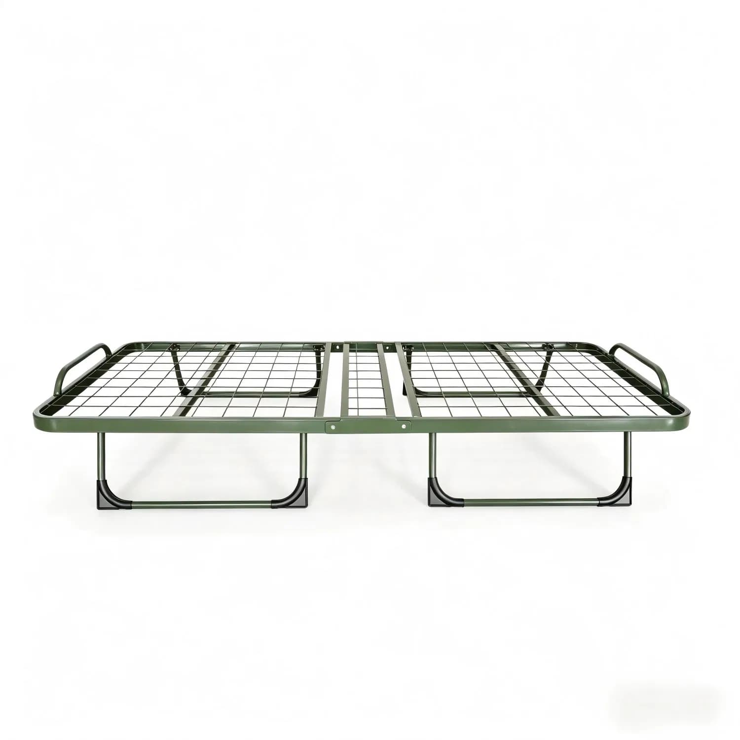 Green Color Metal Folding Bed Steel Camping Bed with Mattress
