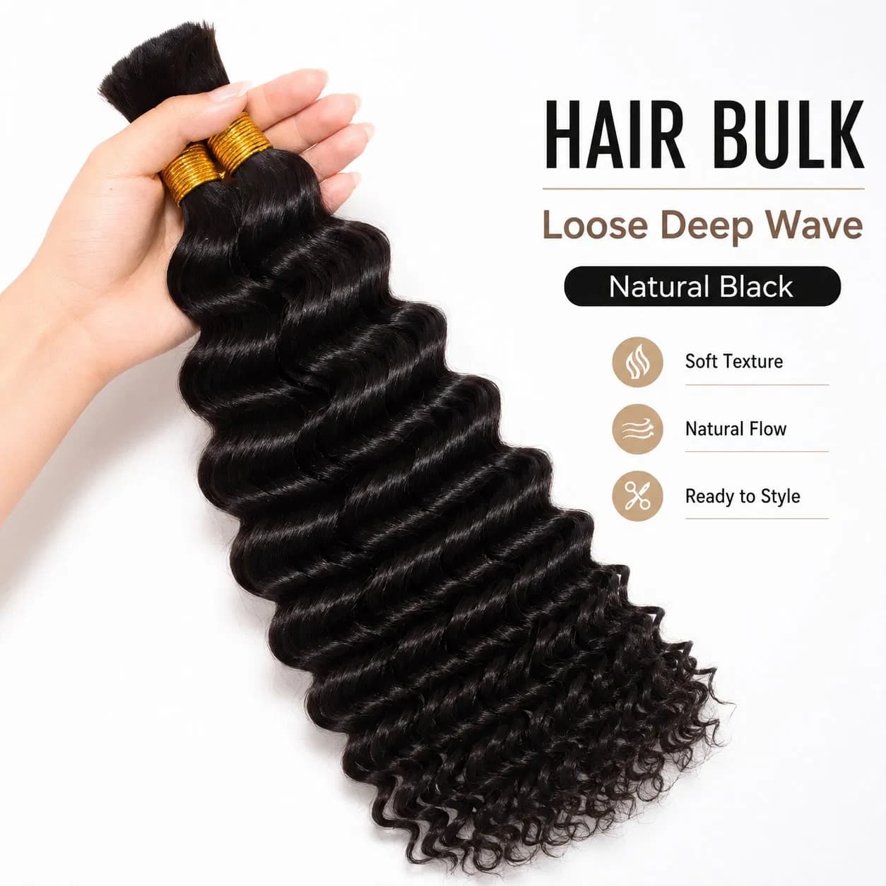 Wholesale Hair 10A Deep Wave Human Hair Bulk for Braiding Hair Accessories in Bulk Mixed Human Braiding Hair Bulk No Weft 100% Human Hair