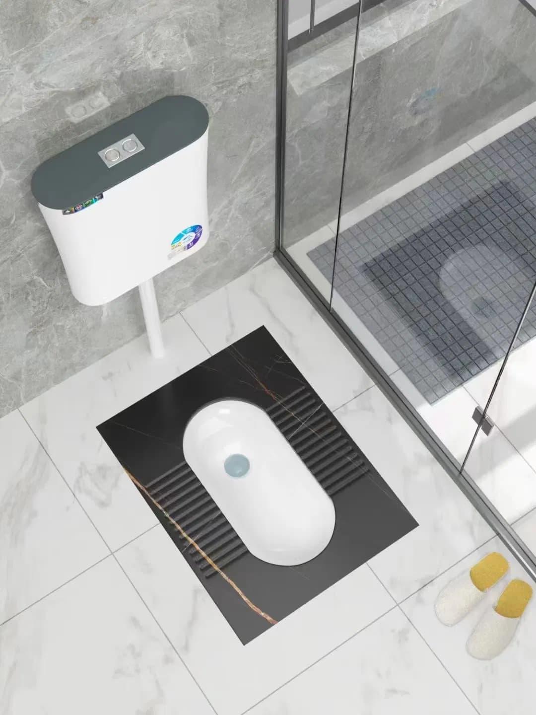 Sintered Stone Porcelain Standard Size Squat Wc Pan Black Ceramic Adult Platform Squatting Toilet