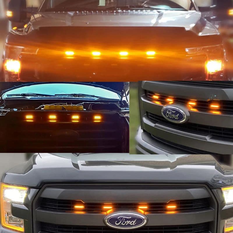 LED Amber Grille Light for Truck SUV Pickup Car, Smoked Lens Housing Center Grille Running Light