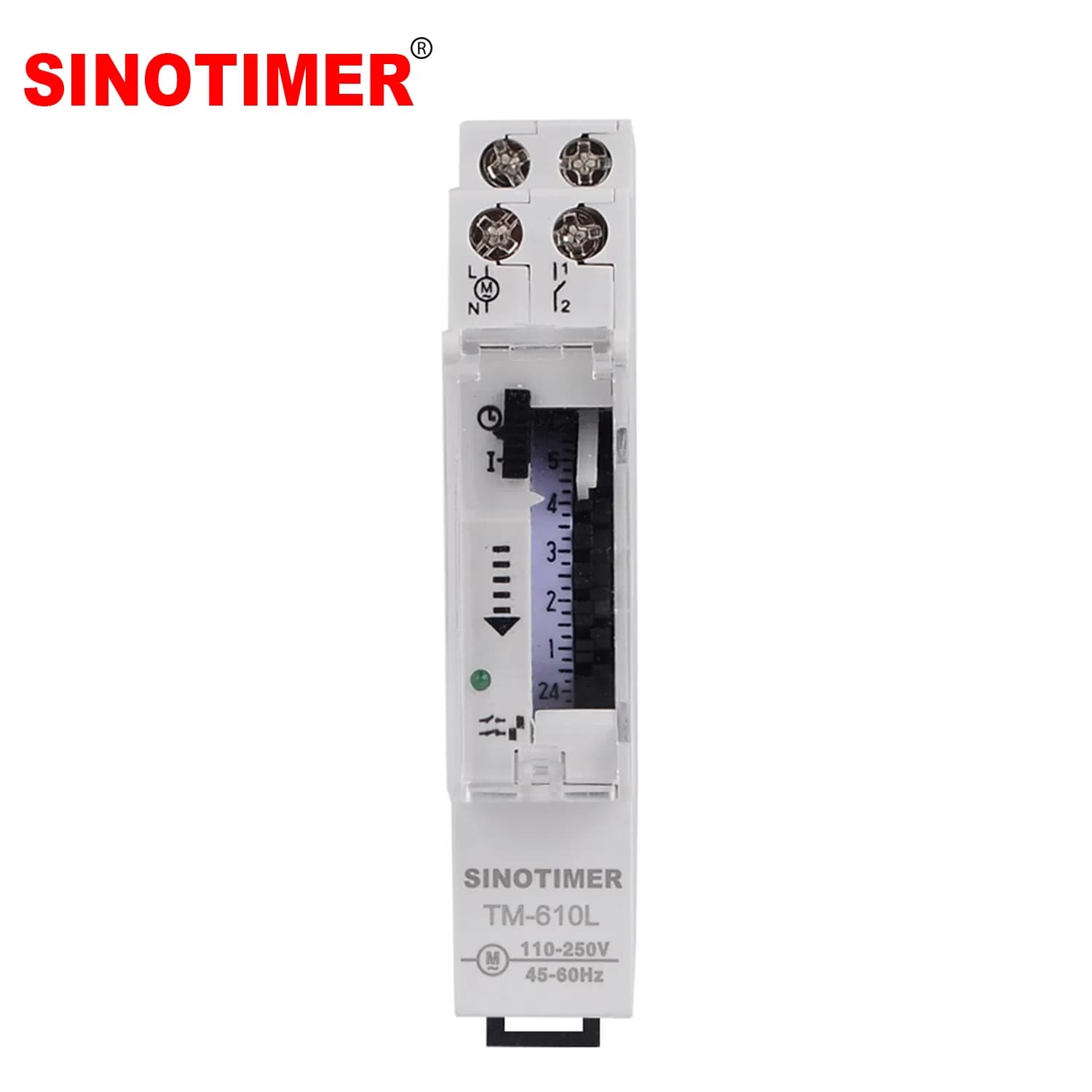 TM610L Mechanical Timer Switch - 16A 250VAC, 100h Backup, LED Indicator Timer, DIN Rail Mount