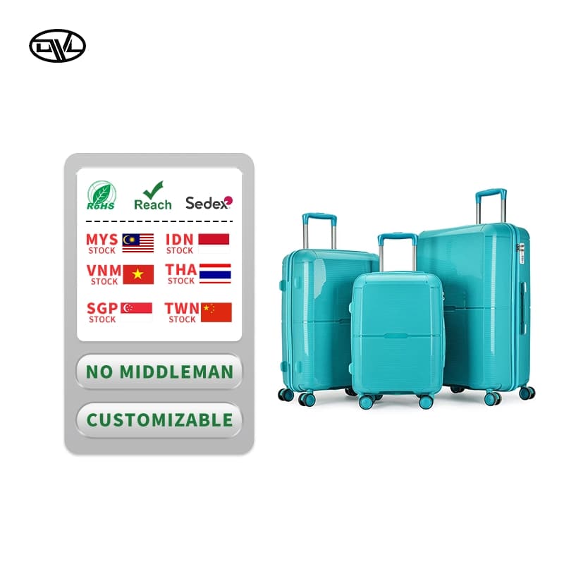 Customized Unisex Trolley Suitcase Spinner Hard Shell Travel Luxury PP Luggage Set