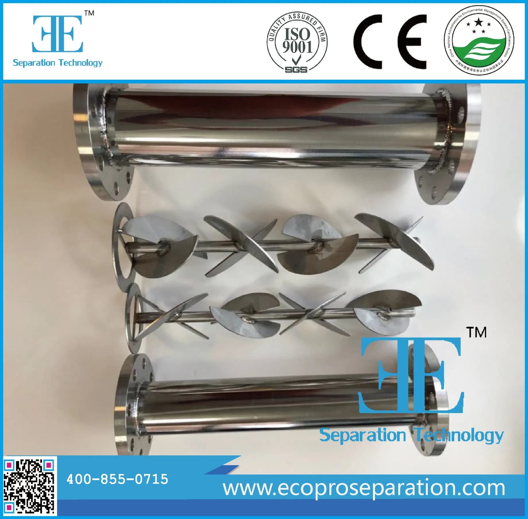 Stainless Steel 304/316 Helical Pipeline Static Mixer/ Sk Static Mixer