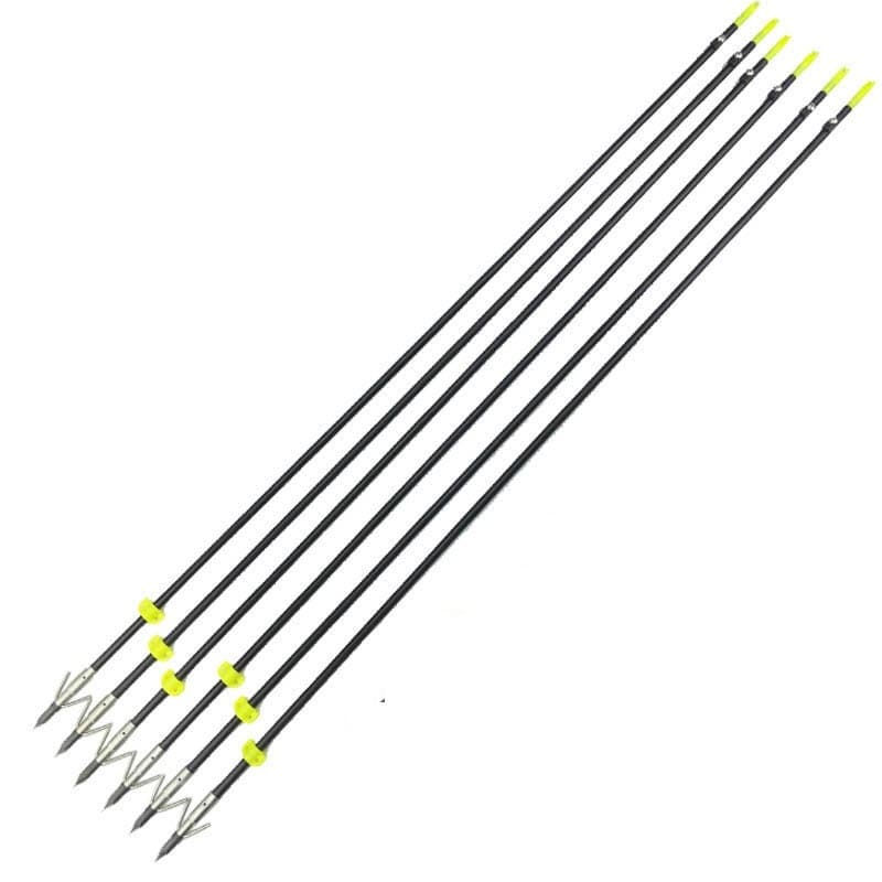 Black Bow Fishing Arrows/Hunting Fish Arrow with Fishing Broadhead Point and Slide Block & Stop Block Without Fletch for Compound Bow, Recurve Bow and Crossbow