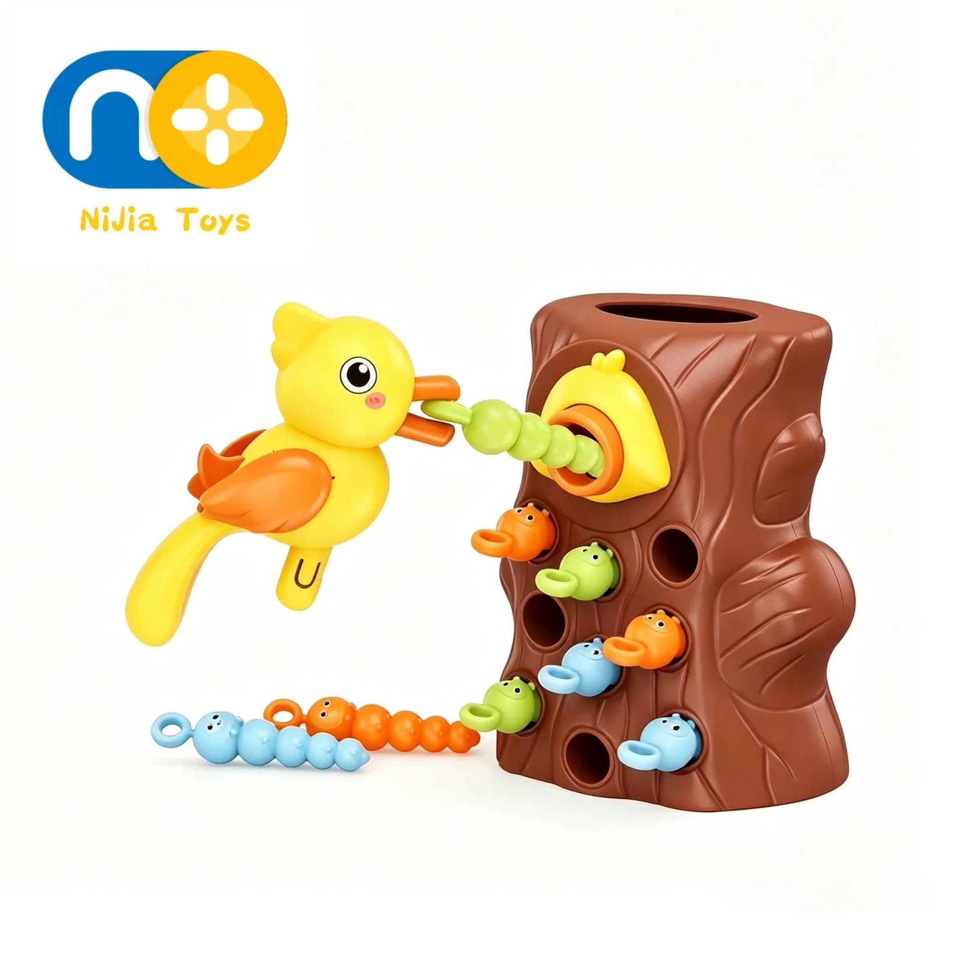 Nijia Early Education Woodpecker's Fun Bug-Catching Activity Baby Toys Montessori Catch Worms Games with Music Educational Toys