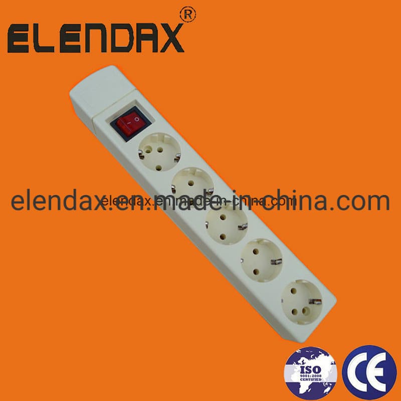 5-Way European Extension Strip Socket and Switch with Grounding (E9005ES)