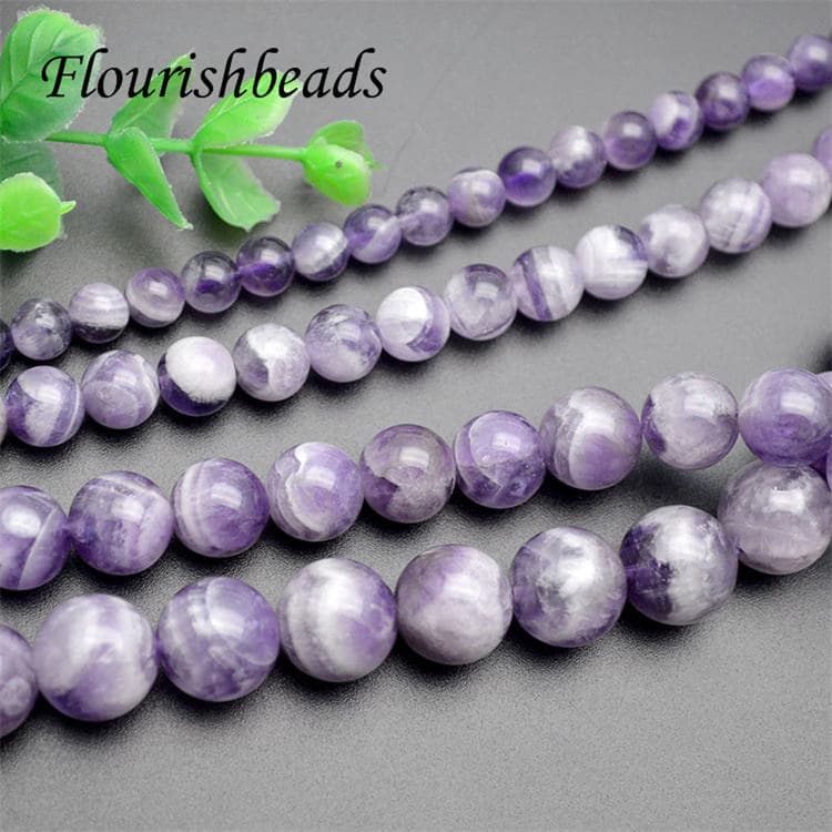 Natural Gemstone Chevron Amethyst Round Stone Loose Beads for Necklace Bracelet Making
