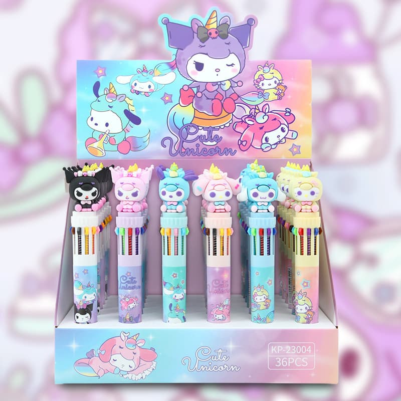 Girl's Heart Cute Ten Color Pressing Ballpoint Pen Student Stationery