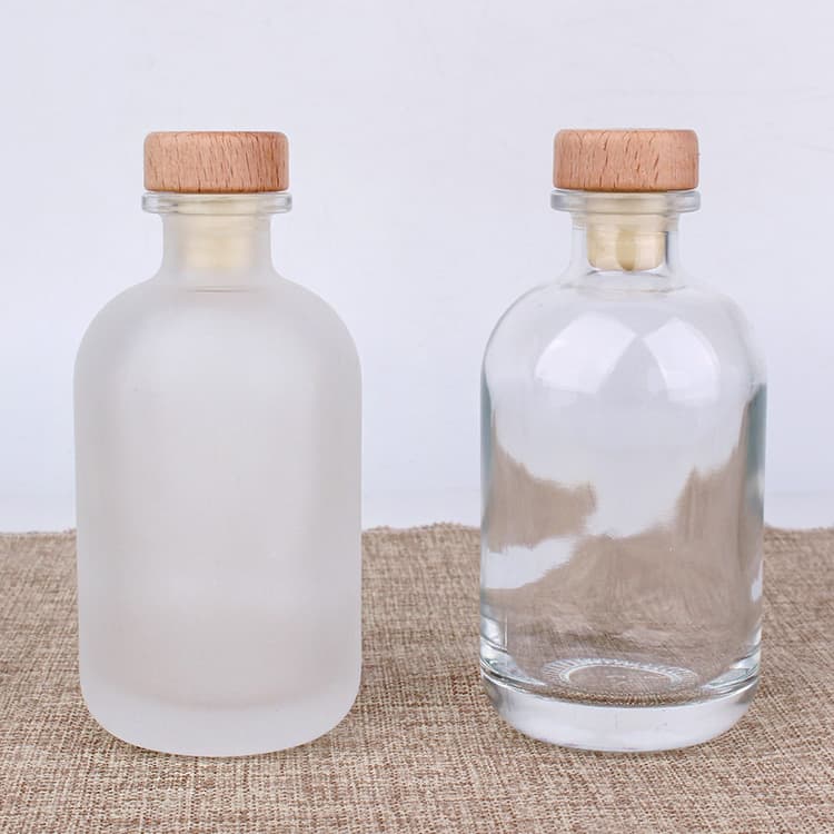 250ml 500ml Round Clear Frosted Glass Juice Fruit Wine Liquor Bottle