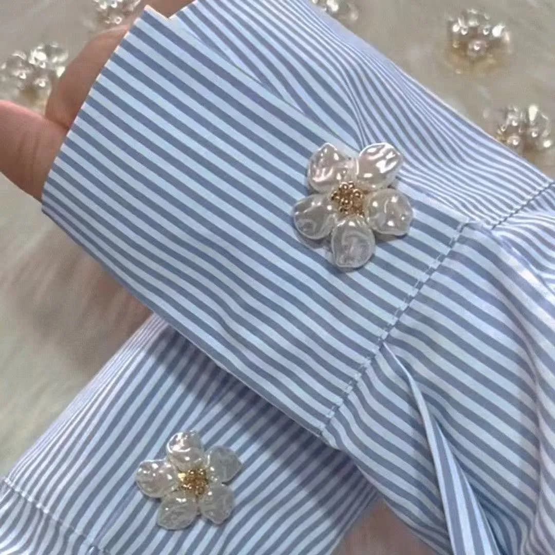 Flower Button Cover Cufflinks for Shirt Collar, Cuff, Blouse & Suit