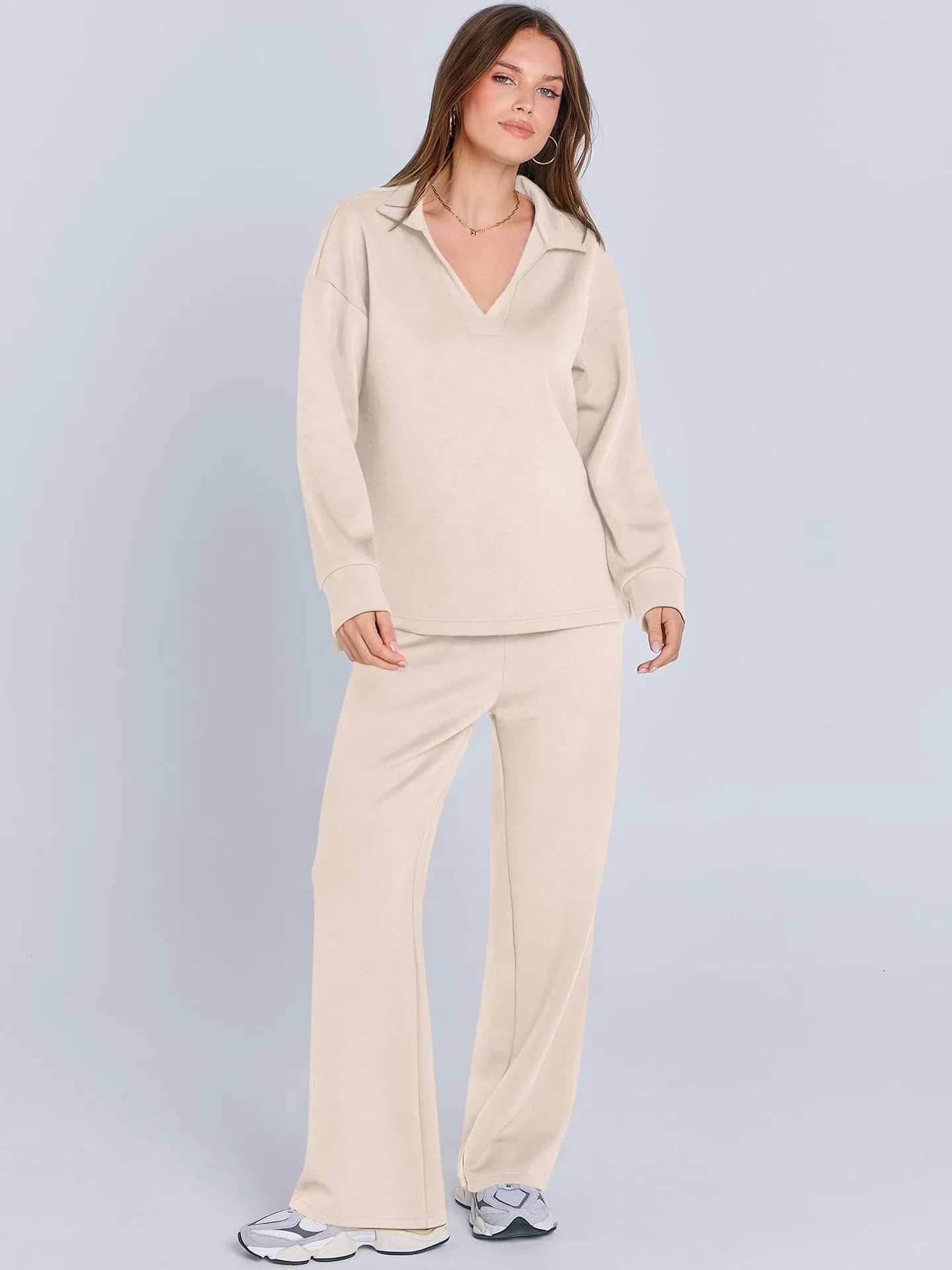 Stylish Women's Long Sleeve Drawstring Trousers Set for Commuting