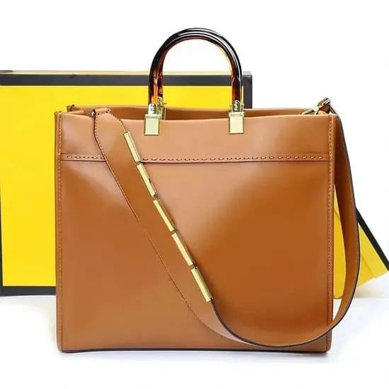 Sunshine-Tote-Bag-Shopping-Bags-Letter-Amber-Double-Handle-Handbags-Real-Leather-Shoulder-Leopard-Splicing-Crossbody-Handbag-Tote-Purse-Available-Retail
