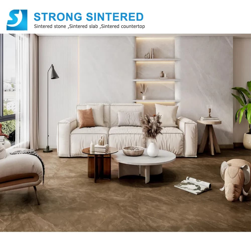 Brown Sintered Stone High Hardness Porcelain Slab Fireplace & Commercial & Coffee Table